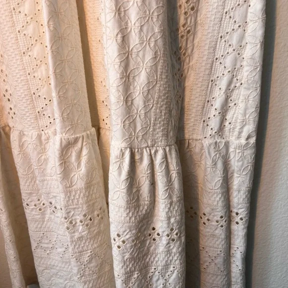 Anthropologie Maeve Cream Eyelet V-Neck Maxi Dress - Picture 3 of 7